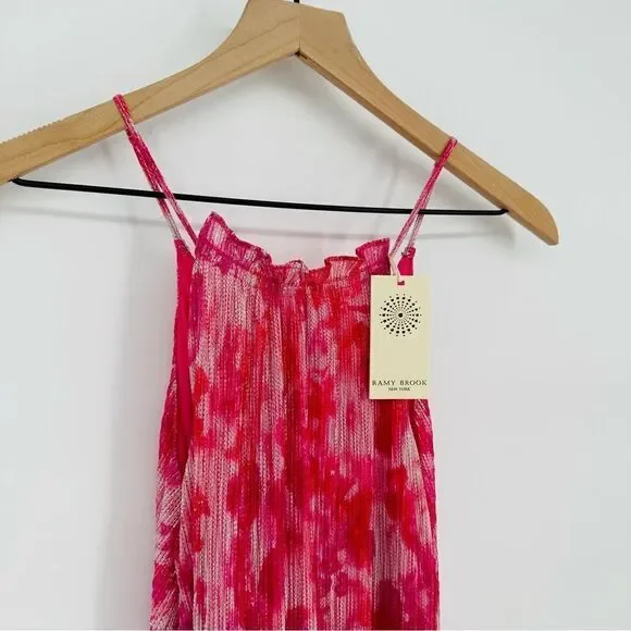 Ramy Brook Alexa Metallic Floral Blouson Midi Dress Rose Pink Women's Small NEW
